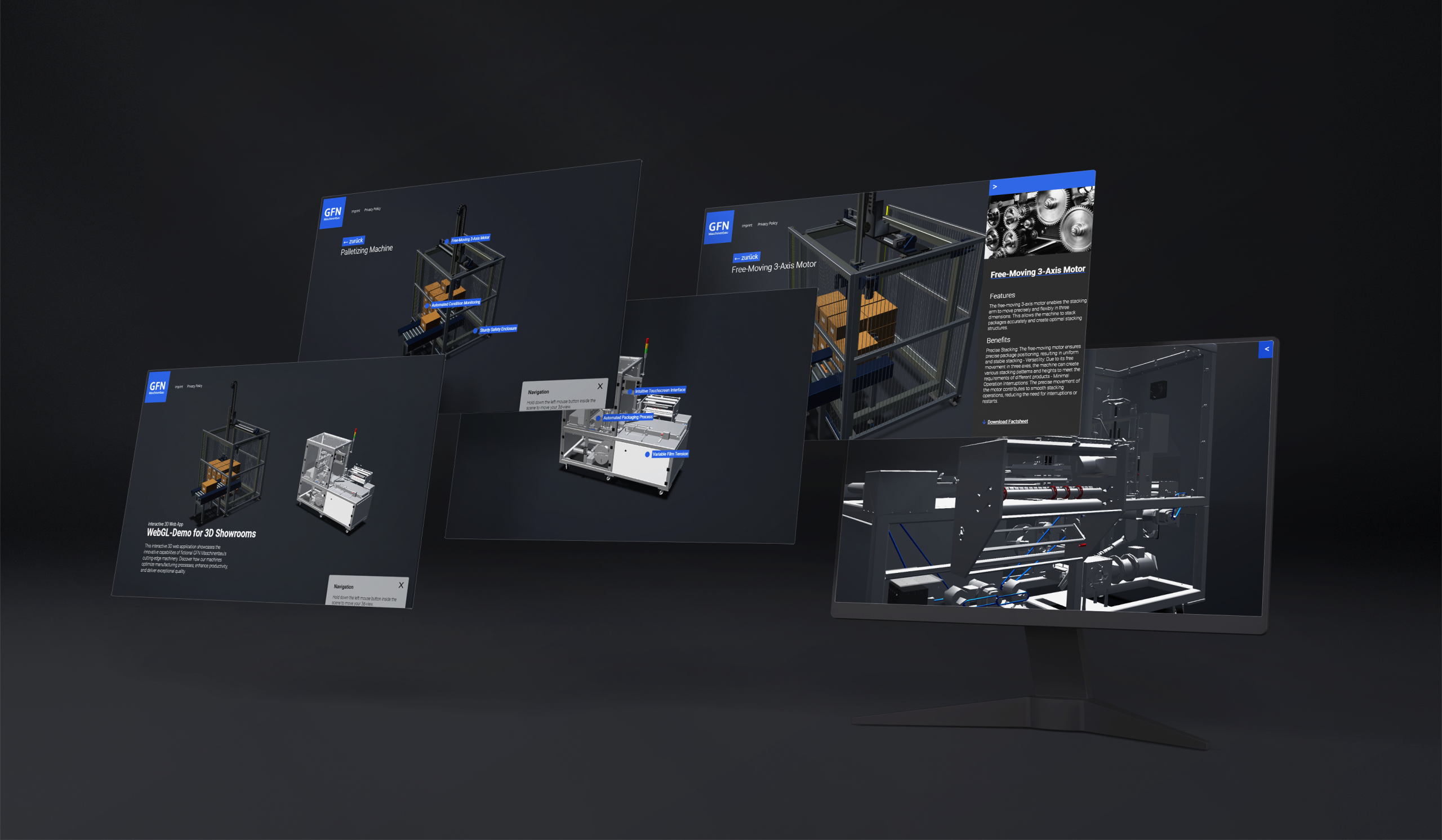 Interaktive 3D-App Bild eines interaktiven WebGL Konfigurators zu GFN Maschinenbau