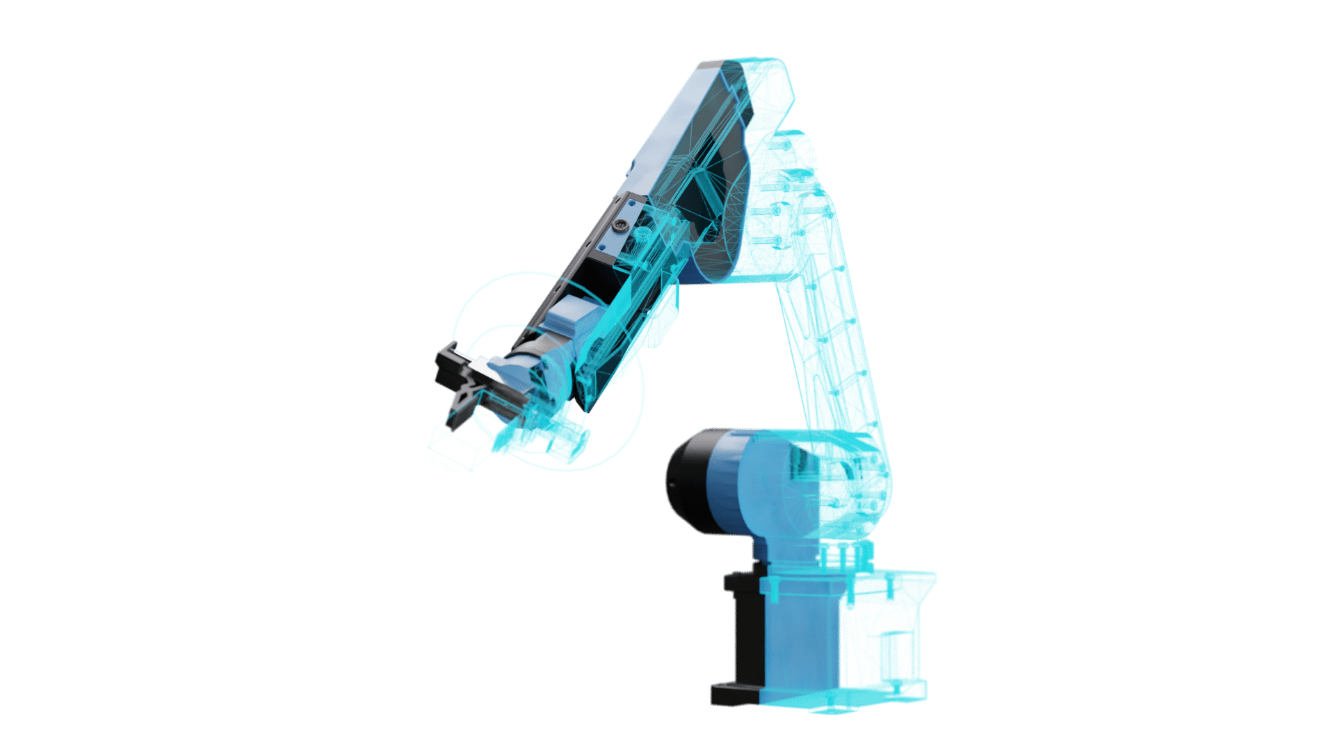 Digitalagentur 3D-Visualisierung einer Maschinenbaunalage eines Roboterarms