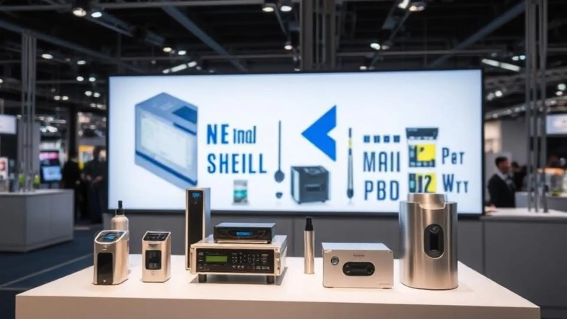 Digitale-Produktpräsentation-auf-Messen-Thumbnail Digitale Produktpräsentation im Vertrieb und auf messen. Industrieprodukte liegen auf einem Messestand und werden von Marketing-Inhalten im Hintergrund beworben, um mehr Kunden zu gewinnen.