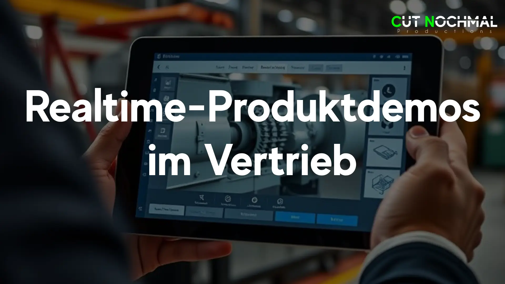 Realtime Echtzeit Produktpräsentation 3D-Visualisierung VR AR Virtual Reality Mixed Reality App zur Präsentation einer Maschine Industrie Anlage bei einem Kunden durch den Vertrieb im B2B Agentur DIgitalagentur CUT NOCHMAL