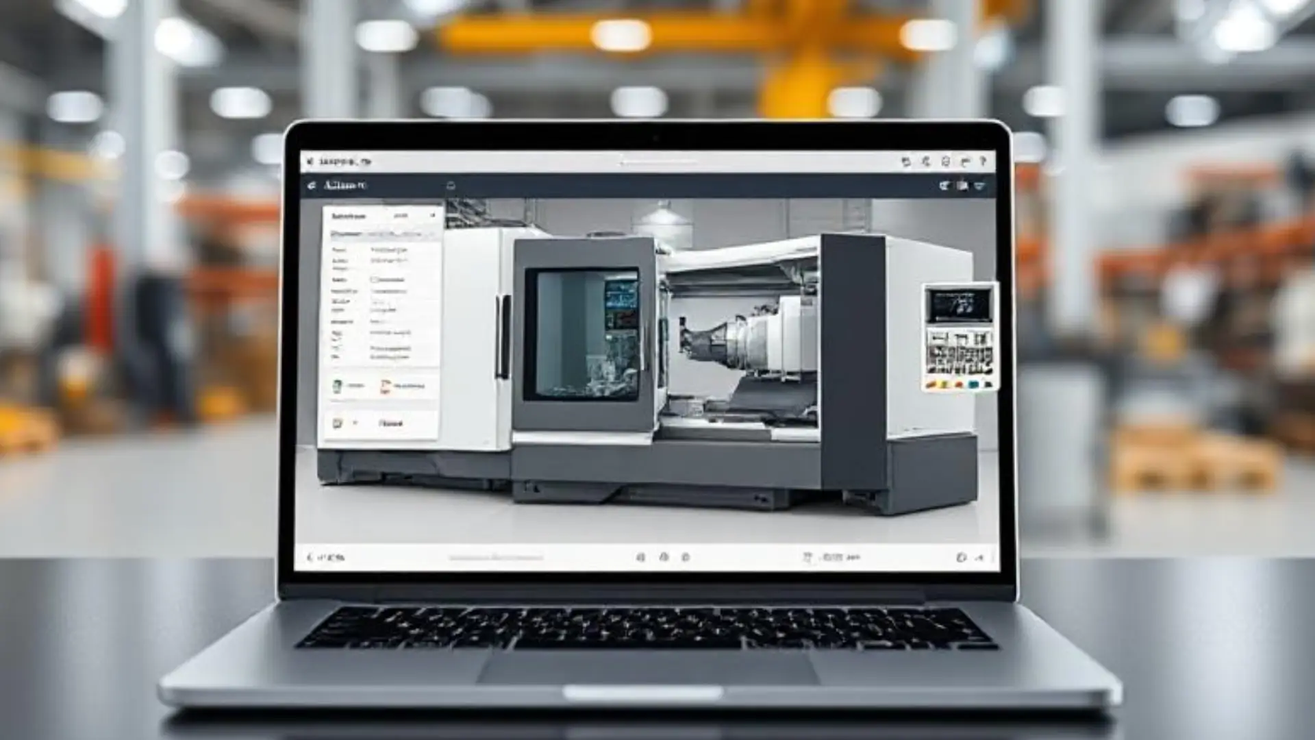 Virtueller Showroom als App und Website auf einem Tablet Laptop für Industrieprodukte wie Maschinen und Anlagen im Marketing und Vertrieb ganz digital und virtuell