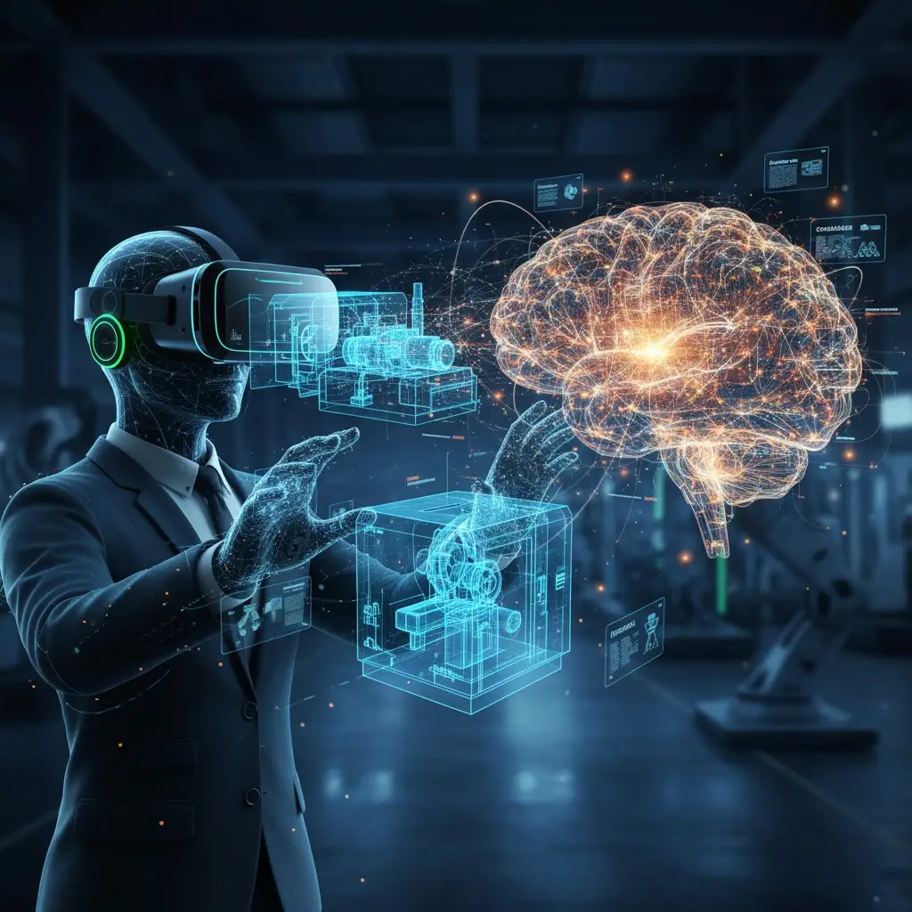 VRundKI-Bild VR und KI im Einklang um Potenziale zu entfalten für die Industrie in Vertrieb Marketing Schulungen und Training